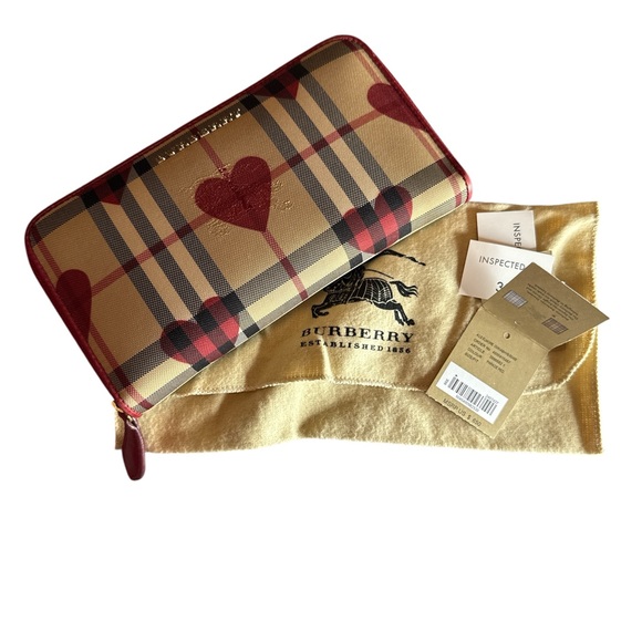 Burberry Tan and Red Heart Wallet - Picture 1 of 9